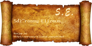 Sárossy Elizeus névjegykártya